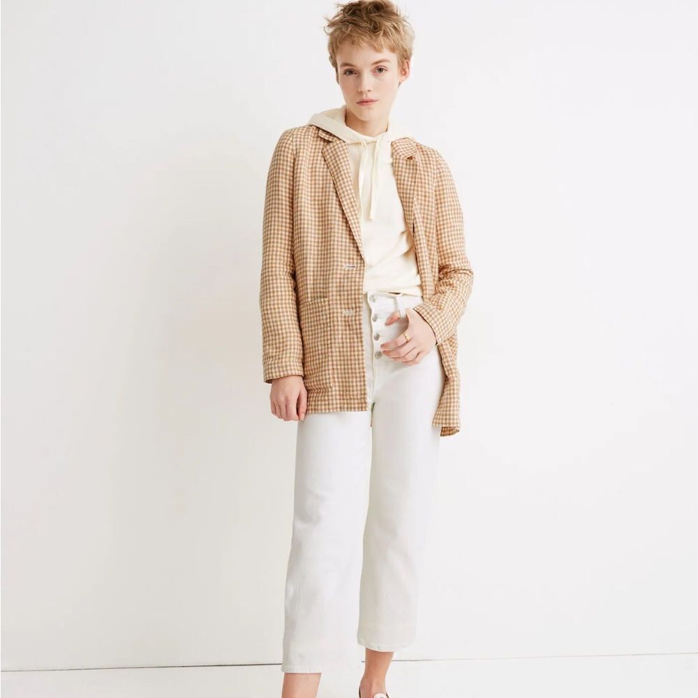 Madewell linen Dorset Blazer in Gingham Check